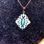 Amrita Singh Turquoise and Ivory pendant necklace. Gunmetal chain. Lobster clasp. NWT. Photo 4