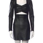 Ronny Kobo Collection black faux leather cutout long sleeve mini dress large NEW Photo 0