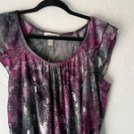 Dressbarn Y2k Purple Floral Silver Metallic Sleeveless Blouse Top M Fairy Grunge Size M Photo 1