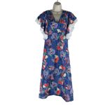 Tory Burch Natalie Floral Midi Resort Dress Ruffle Trim Blue Size 0 Photo 3