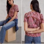 Anthropologie  Pink Metallic Demeter Paisley Top Photo 1