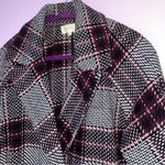 MELLODAY by Nordstrom S Wool Blend Pea Coat Black Plaid Longline Oversized Photo 1
