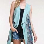 Boho Vixen Vest Faux Suede Embellished Sage Size S Photo 0