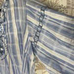 Solitaire Women's Blue White Striped Embroidered Peasant Blouse Size Boho L Photo 5