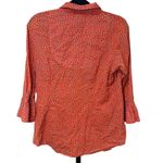 Gretchen Scott Cotton Button Down Patterned Bell Sleeve Blouse Size Medium Red Photo 2