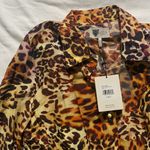 LITA by Ciera womens small cheetah swirl silk shirt dress cute lux mini open sle Black Photo 9