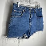 Levi's Levi’s Ribcage Shorts Blue Raw Hem Button Fly Cut Off Size 31 Photo 3