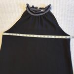 Naked Zebra  LARGE Black High Ruffle Neck Halter Sleeveless Mini Dress LBD Photo 12