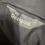 Desigual  Midi Skirt Black Knit Colorful Art to Wear lime green satin belt sz M Photo 4