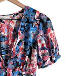 Urban Outfitters Emmy Ruched Floral Mini Dress in Blue and Red, Size Small Photo 4