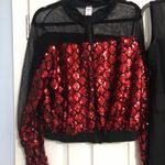 Awish dance costume large adult Red Sequin Jacket and Black ONE PIECE mesh detai Photo 8