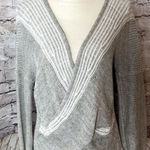 Soft Surroundings  Cross Front Wrap Grey‎ Women’s Sweater Linen Blend Size M Photo 0