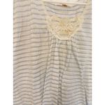 Val Made White Blue Striped Lace Detail Short Sleeve Mini Dress Medium Photo 1