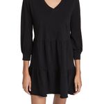 Nation Ltd Tiered Mini Dress V-Neck Long Sleeve Casual Black Dress Size L. orA4 Photo 0