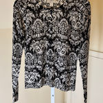 Ann Taylor  Loft EUC Women's Black White Paisley Cardigan Sweater Lightweight S Photo 0