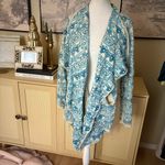 Johnny Was  BIYA Teal Embroidered Drape Cardigan Size Medium Photo 1