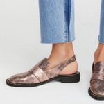 Free People  Abbey Road Slingback Mules Metallic Leather Glam Rhinestone size 8 Photo 1