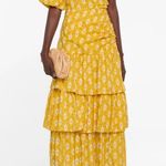 Veronica Beard  Floral Maxi Dress Silk Blend One Shoulder Ruffle Yellow US 8 NWT Photo 6