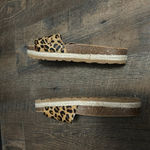 Women’s Yokono Calf Hair Leopard Slide‎ Low Platform Sandals Sz 7.5 Brown Photo 5