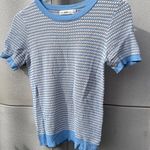 ZARA  Knit Top Shirt Light Blue Gold Women’s  Sz M Photo 2