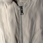 EXPRESS  Womens Bomber Jacket Full Zip Beige‎ Ruched Sleeve Lightweight XS Photo 3