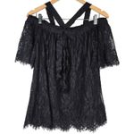 Chelsea 28 Black Lace Whimsy Off-the-Shoulder Top S Photo 1