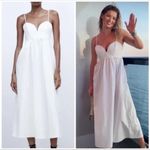 ZARA white gabardine cotton midi maxi white summer sun dress Photo 2