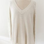 Anthropologie White Ramona Cable Pointelle Knit Chunky Alpaca Sweater | XL Photo 62