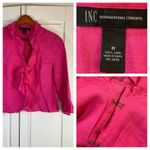 INC International Concepts Hot‎ Pink 100% Linen Ruffle Lightweight Jacket Medium Photo 1