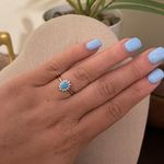 SIZE 9 925 Crown Natural Turquoise Cubic Zirconia Ring Silver Photo 6
