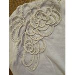 Ann Taylor  Floral Embellished Cardigan Short Sleeve Shirt Career Cream Crystal Photo 1