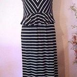 Espresso Black White Stripe Long Dress Small Photo 0