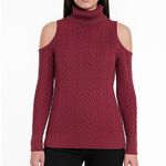American Rag  Sweater Womens Maroon Cold Shoulder Textured Knitted Cozy Photo 0