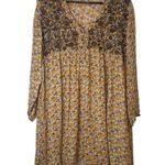ZARA The Amy Mini Dress Long Sleeve Mustard Floral Oversized Boho Festival Small Photo 2