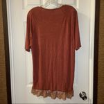 POL Orange Scoop Neck Short Sleeve Lace Hem Blouse S Photo 8
