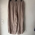 European Linen Blend Wide Leg Cropped Pants Beige L Drawstring Waist Italy Lagen Tan Size L Photo 2