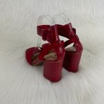 Bamboo  Red Milestone Croc Accent Ankle Strap Chunky Block Heel Sandals Sz 7 Photo 5