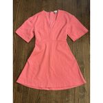Ganni V-neck Flared Pink Stretch A-line Mini Dress EU 36 US 6 M Org $395 Photo 2