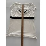 White House | Black Market Y2K WHBM Top Size Large White Black Lace Empire Waist Babydoll Stretch Photo 6