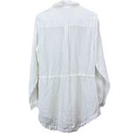 LL. Bean White Premium Washable Linen Drawstring Button Tunic SMALL Photo 6