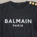 Balmain Authentic  Woman's Black T-Shirt with Gold Accents Size XS Photo 1