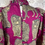 Tyler Böe Leopard Cheetah Print Ruffle Hem Dress Pink Magenta Puff Sleeve XS Photo 7