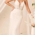 Lulus White Bridal Dress - Wonderstruck White Glitter Lace-Up Embroidered Lace Maxi Dress Photo 0