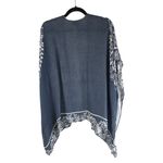 Chico's Womens Poncho Wrap Floral Knit Blue White One Size Photo 2