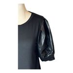 Another Love Shirt Women XS Black Faux Leather Puff Short Sleeve Melrose Top Photo 5