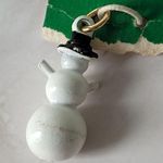 Vintage Xmas Christmas Holiday Charms White Snowman Charm Stocking Stuffing Red Photo 2