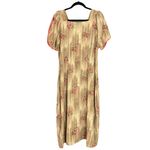 Handmade Muumuu Dress Women Puffed Open Sleeve Brown Sparkle Floral Print Midi Size L Photo 1