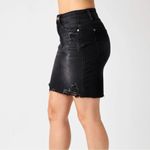 Judy Blue Danielle Distressed Rigid Magic High Waist Denim Mini Skirt Black Photo 5