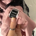 SheIn Whimsigoth Pink Floral Black Lace Trim Dress Spaghetti Strap Party Fairy Grunge Photo 8