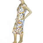 J. PETERMAN WHITE, YELLOW & BLUE FLORAL PATTERN COTTON SHEATH DRESS (12) Photo 3